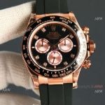 C1 Factory 1-1 Rolex Cosmograph Daytona C1 4131 904l Rose Gold Black Diamonds Dial 40 MM